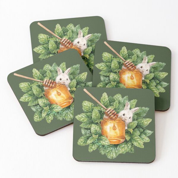 Item preview, Bunny and Mint Infused Honey - Fig & Folly Nursery Whimsical Illustration designed and sold by The-HistoryGirl.