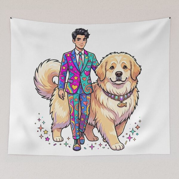 Item preview, A young man and a dog. designed and sold by PP&RAINBOW SHOP.