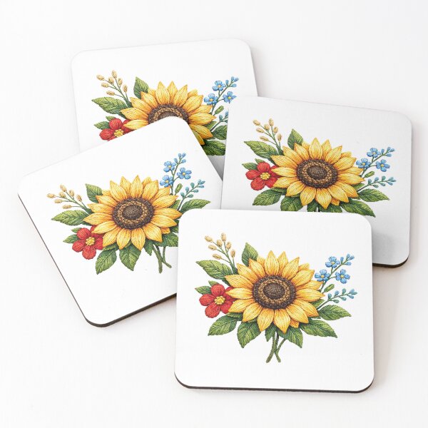 Artikelvorschau, Sonnenblumen- und Wildblumen-Stickereistrauß entworfen und verkauft von mybunnyparadise.