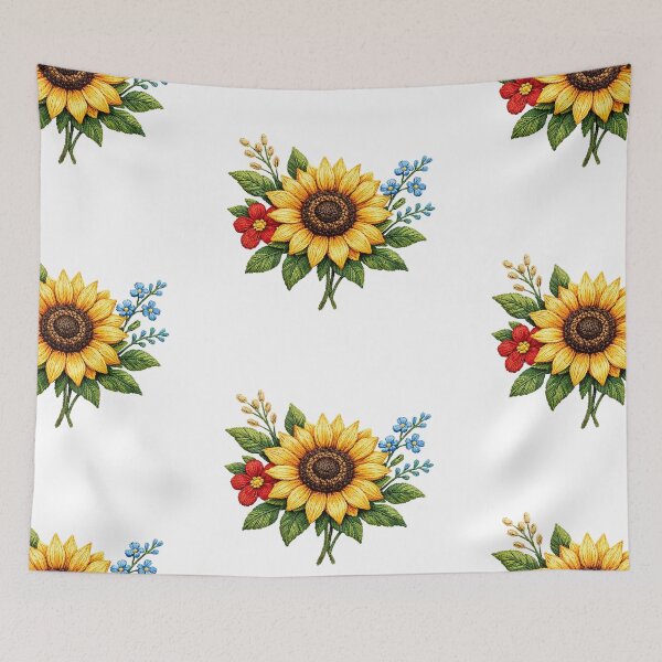 Artikelvorschau, Sonnenblumen- und Wildblumen-Stickereistrauß entworfen und verkauft von mybunnyparadise.