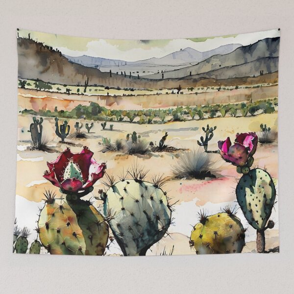 Item preview, Prickly Pear & Mezcal Dreams – Agave in Watercolor designed and sold by NatArtSA.