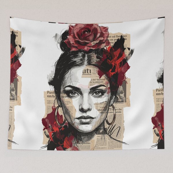 Item preview, Artistic Portrait of a Flamenco Dancer with a Rose designed and sold by TaruHonu.