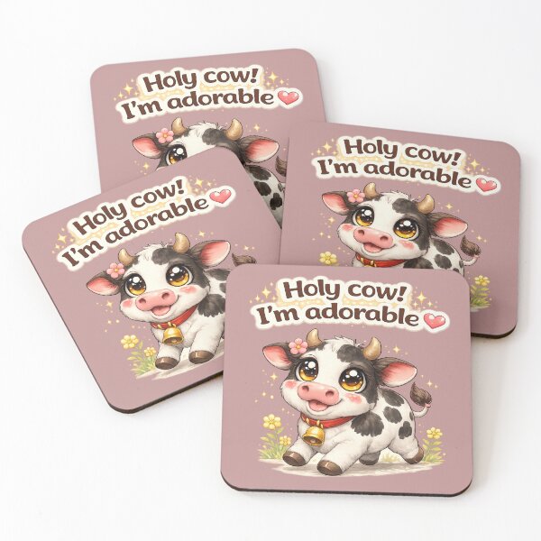 Item preview, Funny Cute Cow Big Eyes Kawaii Cartoon Holy Cow I’m Adorable designed and sold by Nusha Creations.