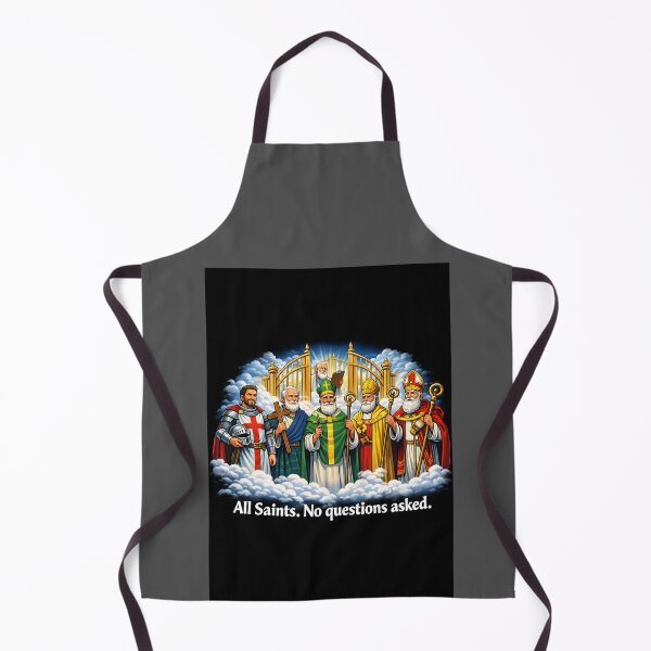 Item preview, All Saints No Questions Asked Funny Religious Humor UK Saints T-Shirt designed and sold by Hornace88studio.