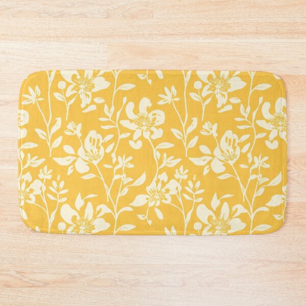 Item preview, Cream Floral Design On Safety Yellow Background designed and sold by burbankdesigns.