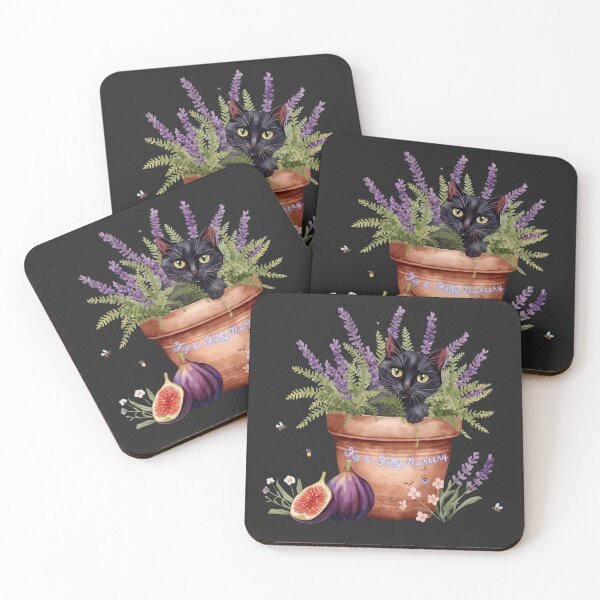 Item preview, Black Cat in Lavender Terracotta Pot - Fig & Folly Nursery Garden Art designed and sold by The-HistoryGirl.