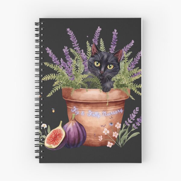 Item preview, Black Cat in Lavender Terracotta Pot - Fig & Folly Nursery Garden Art designed and sold by The-HistoryGirl.