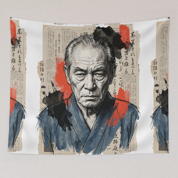 Item preview, Portrait of a Japanese Master Calligrapher, Vintage Collage Art designed and sold by TaruHonu.