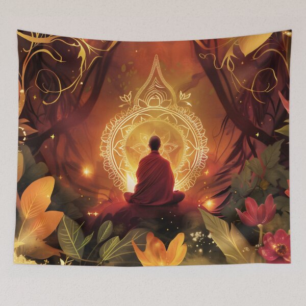 Item preview, Zen Buddha Meditating Sacred Forest Art designed and sold by LuminousFoundry.
