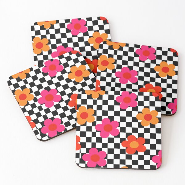 Item preview, Retro Checkerboard Flowers: Mod Aesthetic Floral Pattern designed and sold by Ela Art Space .