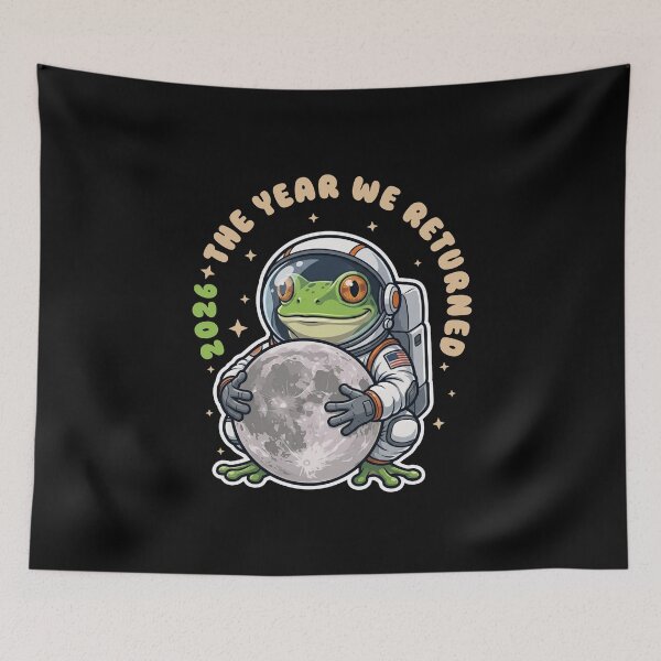 Item preview, Astronaut Frog Holding Moon 2026 Space Return designed and sold by LinaValearte.