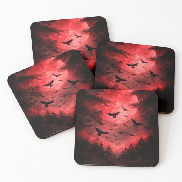 Item preview, Crimson Storm – Blood Moon Crow Flight Dark Aesthetic Art designed and sold by ShenGha-design.