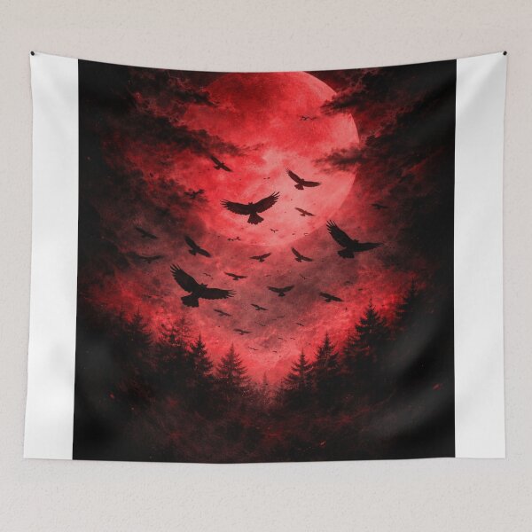 Artikelvorschau, Crimson Storm – Blood Moon Crow Flight Dark Aesthetic Art entworfen und verkauft von ShenGha-design.