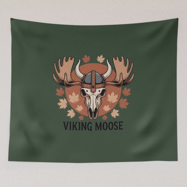 Item preview, Viking Moose Skull Norse Mythology Nordic Warrior Autumn Design designed and sold by ArcticFoxStudio.