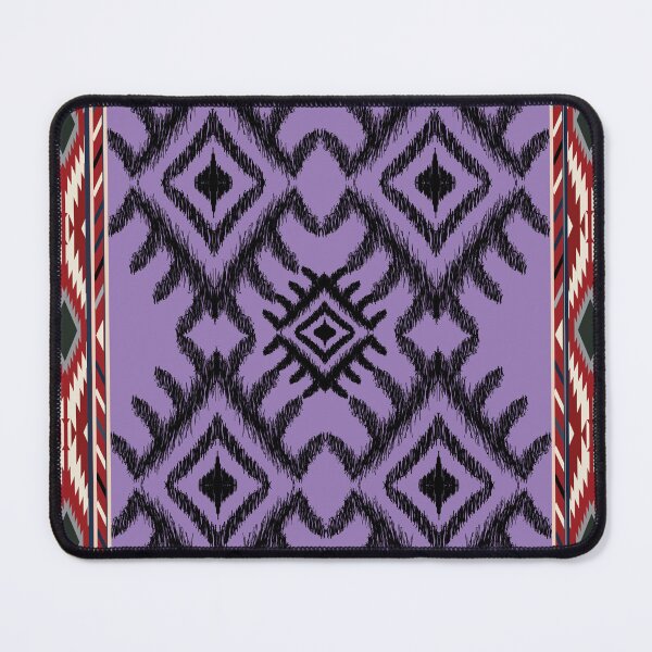Item preview, Purple traditional ikat tribal pattern with ethnic borders designed and sold by AdesignbyG.