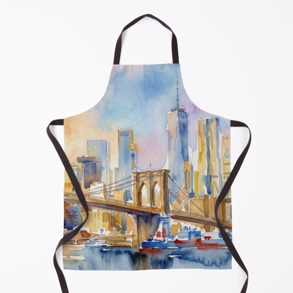 Item preview, Brooklyn Bridge Watercolor Skyline designed and sold by caracatita75.