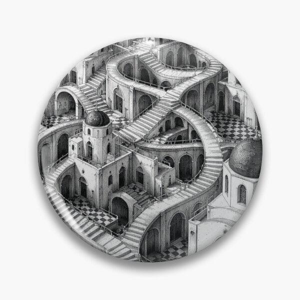 Item preview, Santorini Staircase Escher-Inspired Surreal Architecture designed and sold by FortuneAndFrame.