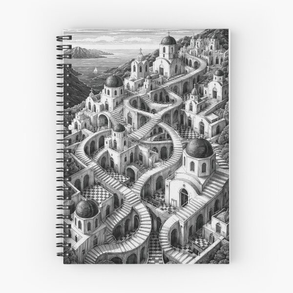 Item preview, Santorini Staircase Escher-Inspired Surreal Architecture designed and sold by FortuneAndFrame.