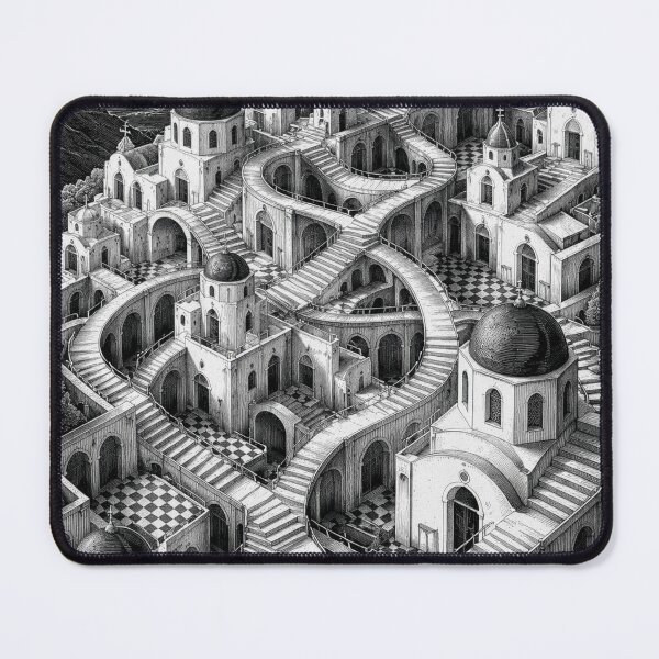 Item preview, Santorini Staircase Escher-Inspired Surreal Architecture designed and sold by FortuneAndFrame.