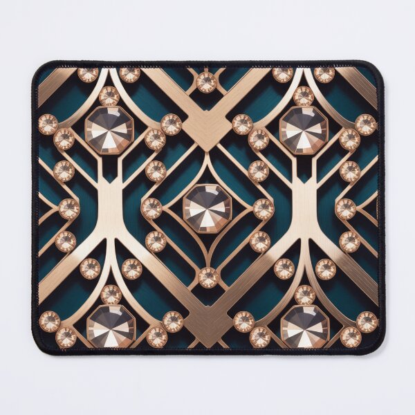 Item preview, Art Deco Rose Gold Navy Blue Geometric Pattern designed and sold by LEILA ART SPACE.