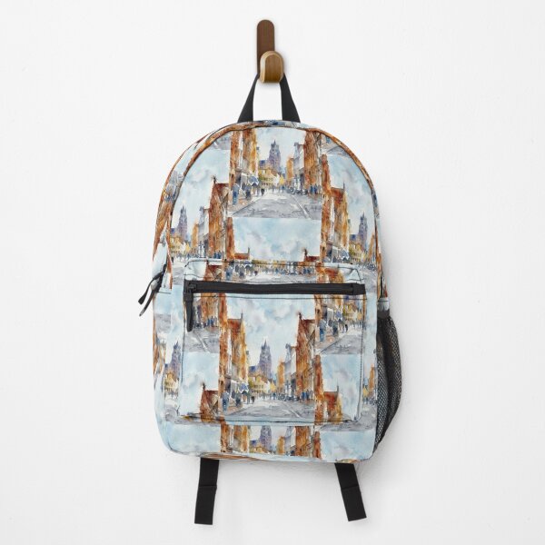 Item preview, Historic Street Bruges Belfry Watercolor Cityscape designed and sold by caracatita75.