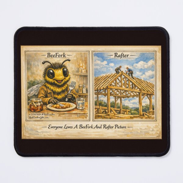 Item preview, BeeFork & Rafter – Punny Before & After Cartoon designed and sold by Rick London Gifts.