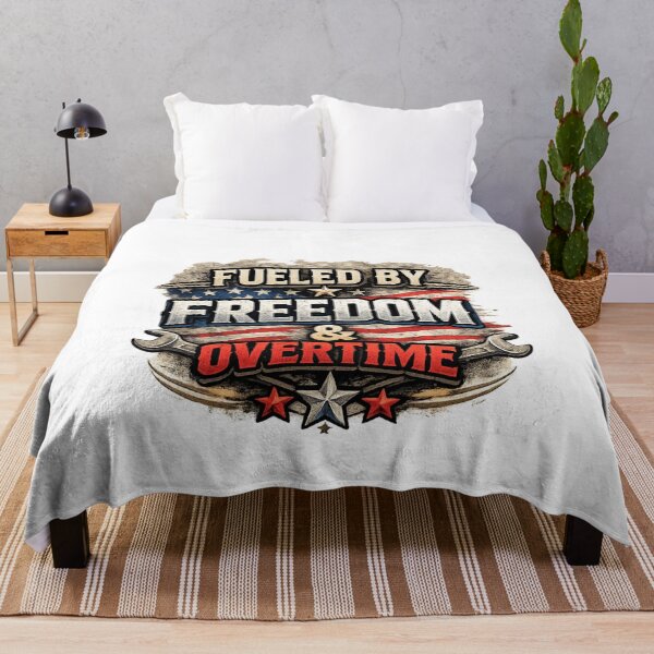 Item preview, Funny Fueled by Freedom and Overtime Blue Collar Worker Patriotic designed and sold by gillys.