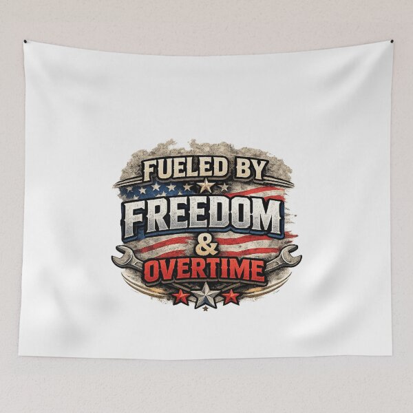 Item preview, Funny Fueled by Freedom and Overtime Blue Collar Worker Patriotic designed and sold by gillys.