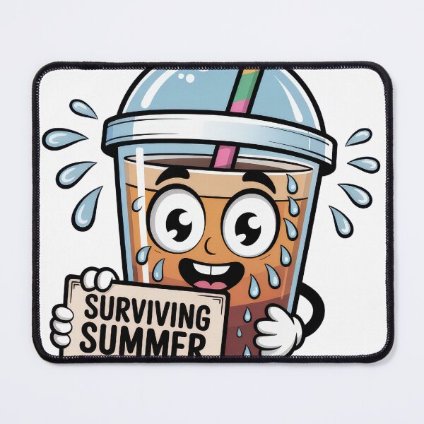 Item preview, Surviving Summer – Funny Iced Coffee Cartoon Heat Design designed and sold by JA World - Art & Design.
