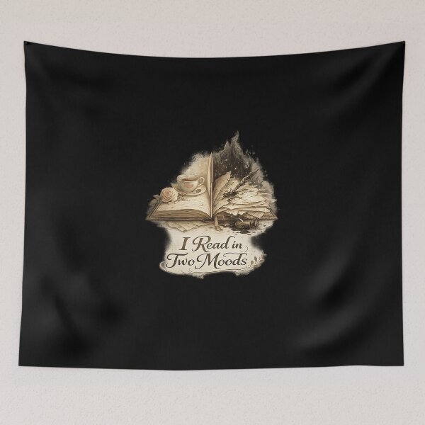 Item preview, I Read in Two Moods – Aesthetic Book Lover Illustration – Book Lover t-shirt designed and sold by Line-Mood1⭐️⭐️⭐️⭐️⭐️.