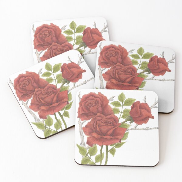 Item preview, Red rose watercolor flowers designed and sold by NaughtyFlorals.