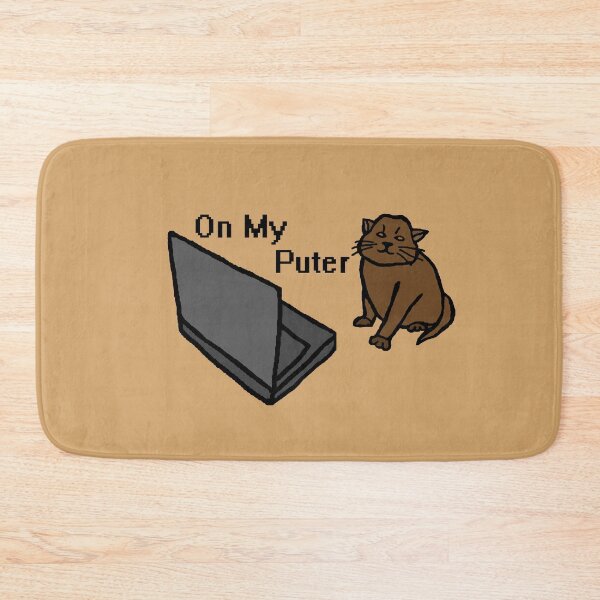 Item preview, On My Puter Funny Computer Brown Cat Meme designed and sold by CamilasPrints.