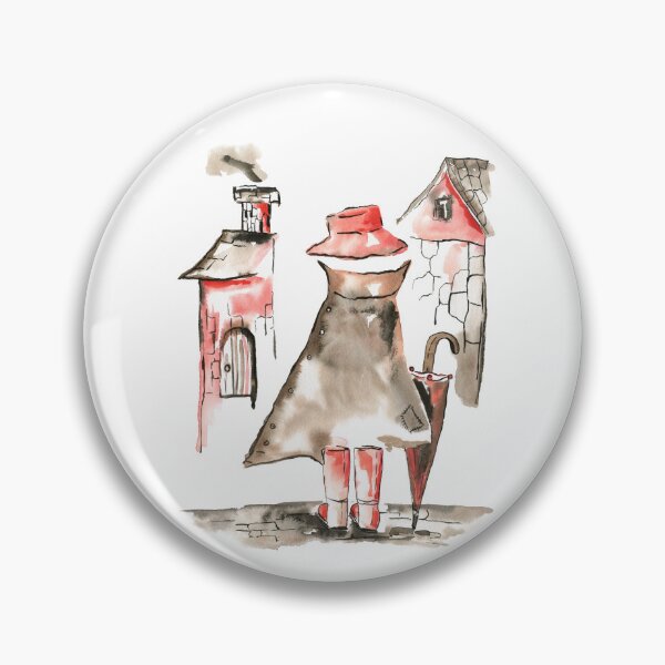 Item preview, Watercolor Ghost in a Raincoat and Red Boots designed and sold by Flowersforbear.