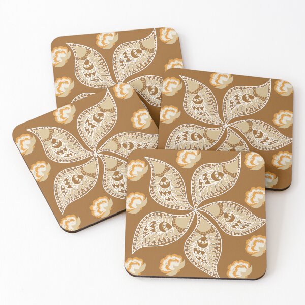 Item preview, Warm ochre paisley flower mandala art designed and sold by AdesignbyG.