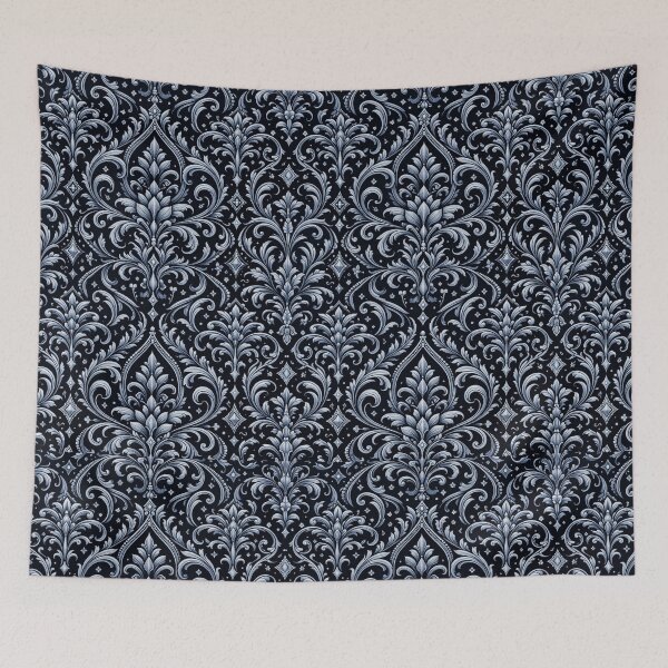 Item preview, Midnight Damask: Silver & Navy Gothic Pattern designed and sold by cabuks.
