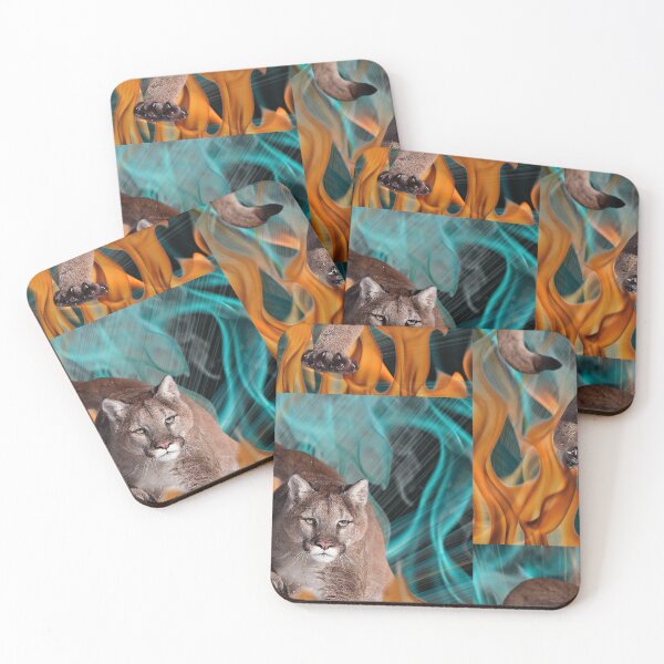 Item preview, Realistic Puma Jumping Through Fire And Flames designed and sold by the artedivino.
