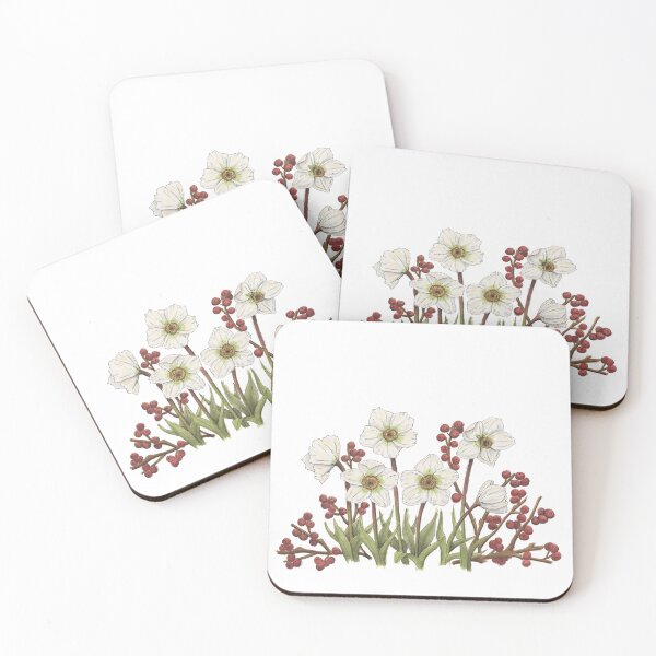 Item preview, White Chrismas Flowers With Red Berries designed and sold by NaughtyFlorals.