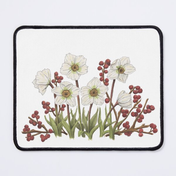 Item preview, White Chrismas Flowers With Red Berries designed and sold by NaughtyFlorals.