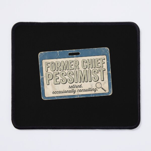 Item preview, Former Chief Pessimist Retired Horizontal Vintage ID Badge - Sarcastic Quote designed and sold by Recovering Pessimist.
