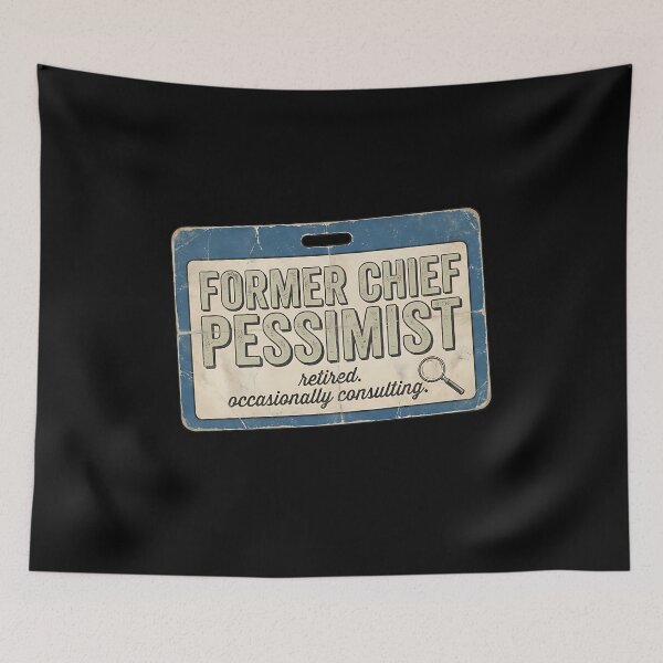 Item preview, Former Chief Pessimist Retired Horizontal Vintage ID Badge - Sarcastic Quote designed and sold by Recovering Pessimist.