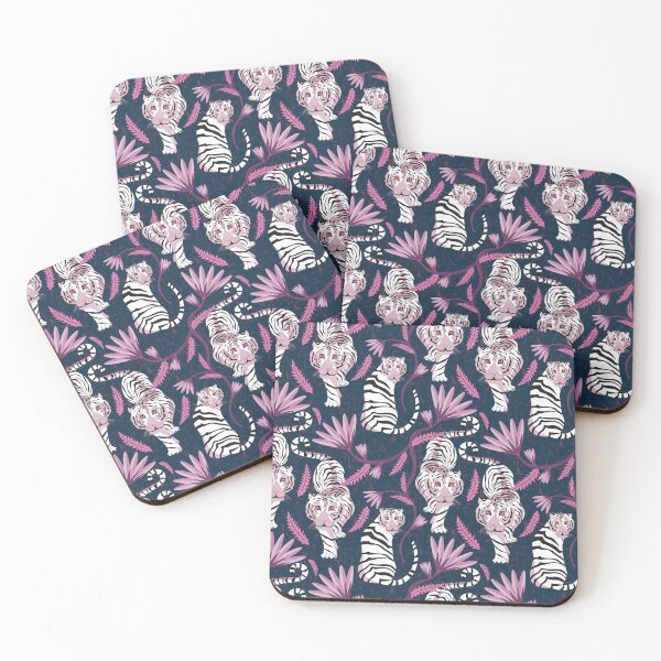 Item preview, White tiger pattern on a dark background designed and sold by Marie Friddle.