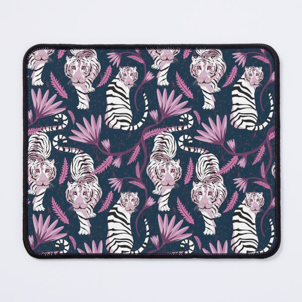 Item preview, White tiger pattern on a dark background designed and sold by Marie Friddle.