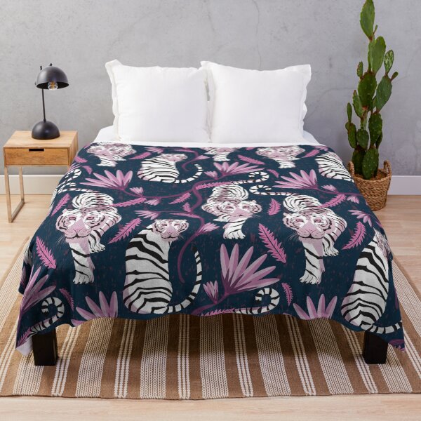 Item preview, White tiger pattern on a dark background designed and sold by Marie Friddle.