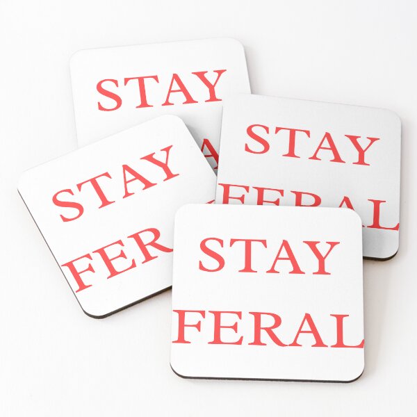 Item preview, stay feral text only red design for baddies designed and sold by boredbiotic.