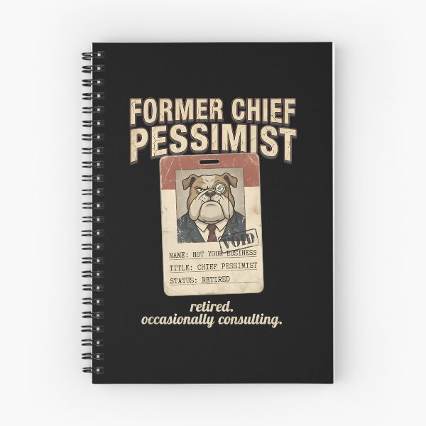Item preview, Former Chief Pessimist Retired Bulldog - Funny Sarcastic Dog ID Badge designed and sold by Recovering Pessimist.
