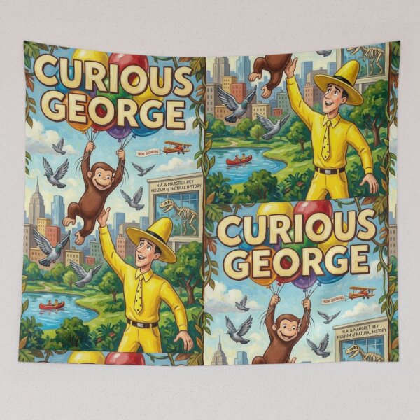 Item preview, Adventure in the Big City: Curious George Oil Art  designed and sold by Art's Diner.