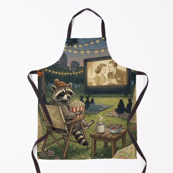 Item preview, Raccoon watching an outdoor movie with popcorn designed and sold by CoffeeinBloom.