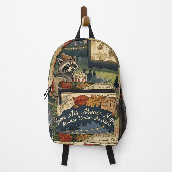 Item preview, Raccoon watching an outdoor movie with popcorn designed and sold by CoffeeinBloom.