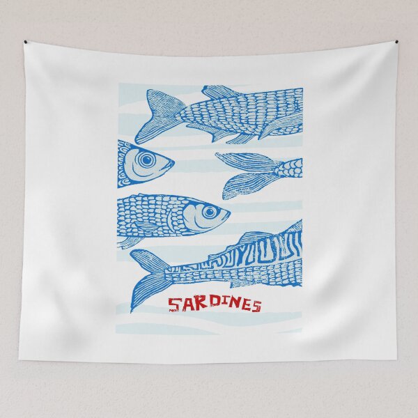 Item preview, Retro Vintage - Blue Sardines designed and sold by ArtPlus+.