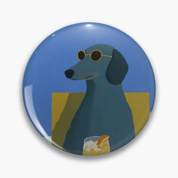 Item preview, Minimalist Dachshund with Spritz – Cool Blue Illustrated Dog Art Print Poster designed and sold by hub..